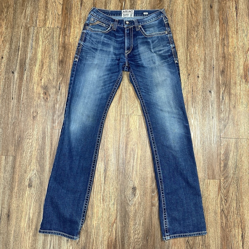 Ariat M4 Adkins Boot Cut Jeans Mens Tag 32x38 Measures 36x38 Stretch Dark Wash